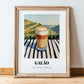 Galão – Portuguese Hillside Café View, Portuguese Coffee Illustration, in wooden frame leaning on the floor