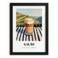 Galão – Portuguese Hillside Café View, Portuguese Coffee Illustration, in sleek black frame