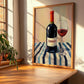 Xinomavro – on Striped Tablecloth, Greek Wine Wall Painting, clean layout with no caption