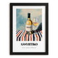Assyrtiko – on Striped Tablecloth, Greek Wine Painting, in sleek black frame