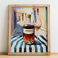 Vinsanto – Greek Urban Café Scene, Greek Wine Poster, no-text version framed in wood
