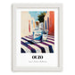 Ouzo – Greek Café on the Corner, Greek Spirit Print, placed in minimal white frame