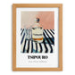 Tsipouro – on Striped Tablecloth, Greek Spirit Print, set in oak frame