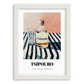 Tsipouro – on Striped Tablecloth, Greek Spirit Print, placed in minimal white frame