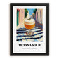 Metaxa Sour – Greek Street Café Scene, Greek Cocktail Art, in sleek black frame