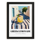 Greek Lemonade – Greek Outdoor Café Scene, Greek Lemonade Wall Poster, in sleek black frame
