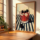 Visinada – on Striped Tablecloth, Greek Beverage Poster, clean layout with no caption