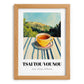 Tsai Tou Vounou Beverage – Greek Hilltop Café Scene, Greek Coffee Poster, set in oak frame