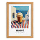 Frappé – Greek Coastal Table, Greek Coffee Illustration, set in oak frame