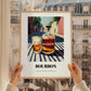 Bourbon – American Outdoor Café Scene, American Whiskey Wall Decor, styled in a charming Paris street view