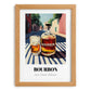 Bourbon – American Outdoor Café Scene, American Whiskey Wall Decor, set in oak frame