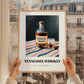 Tennessee Whiskey – on Striped Tablecloth, American Whiskey Painting, styled in a charming Paris street view