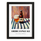 American Pale Ale (APA) – on Striped Tablecloth, American Beer Illustration, in sleek black frame