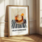 Old Fashioned – on Striped Tablecloth, American Cocktail Wall Art