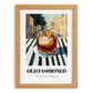 Old Fashioned – American Café on the Corner, American Cocktail Painting, set in oak frame