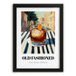 Old Fashioned – American Café on the Corner, American Cocktail Painting, in sleek black frame
