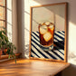 Long Island Iced – on Striped Tablecloth, American Cocktail Print, clean layout with no caption