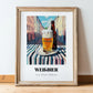 Weißbier – German Urban Café Scene, German Beer Art, in wooden frame leaning on the floor