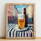 Weißbier – German Urban Café Scene, German Beer Art, no-text version framed in wood