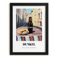 Dunkel – German Café on the Corner, German Beer Painting, in sleek black frame