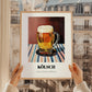 Kölsch – on Striped Tablecloth, German Beer Wall Decor, styled in a charming Paris street view