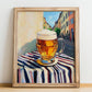 Kölsch – German Urban Café Scene, German Beer Wall Painting, no-text version framed in wood