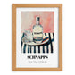 Schnapps – on Striped Tablecloth, German Spirit Painting, set in oak frame