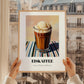 Eiskaffee – on Striped Tablecloth, German Coffee Wall Decor, styled in a charming Paris street view
