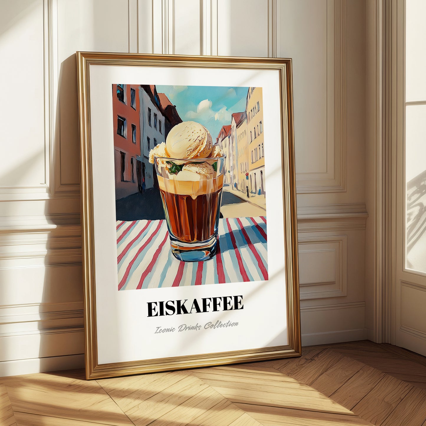 Eiskaffee – German Street Café Scene, German Coffee Wall Poster