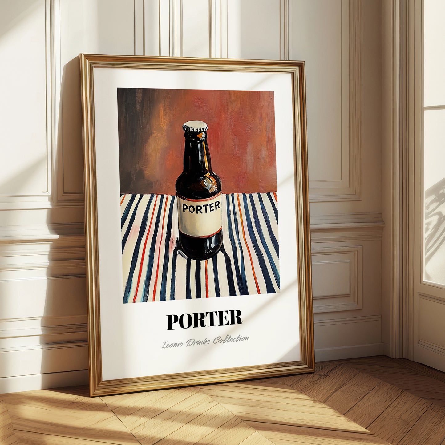 Porter – on Striped Tablecloth, English Beer Wall Decor