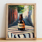 Porter – English Urban Café Scene, English Beer Poster, no-text version framed in wood