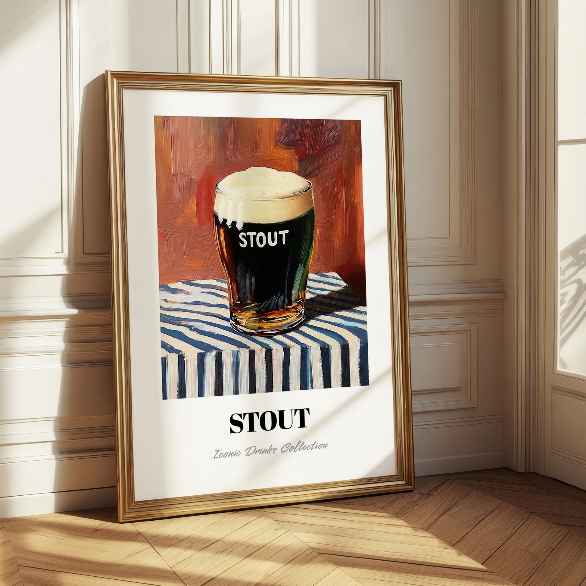 Stout – on Striped Tablecloth, English Beer Painting