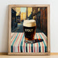Stout – English Outdoor Café Scene, English Beer Painting, no-text version framed in wood