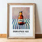 India Pale Ale Beer (IPA) – on Striped Tablecloth, English Beer Poster, in wooden frame leaning on the floor