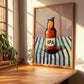 India Pale Ale Beer (IPA) – on Striped Tablecloth, English Beer Poster, clean layout with no caption