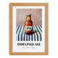 India Pale Ale Beer (IPA) – on Striped Tablecloth, English Beer Poster, set in oak frame