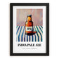 India Pale Ale Beer (IPA) – on Striped Tablecloth, English Beer Poster, in sleek black frame