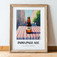 IPA – English Street Café Scene, English Beer Illustration, in wooden frame leaning on the floor