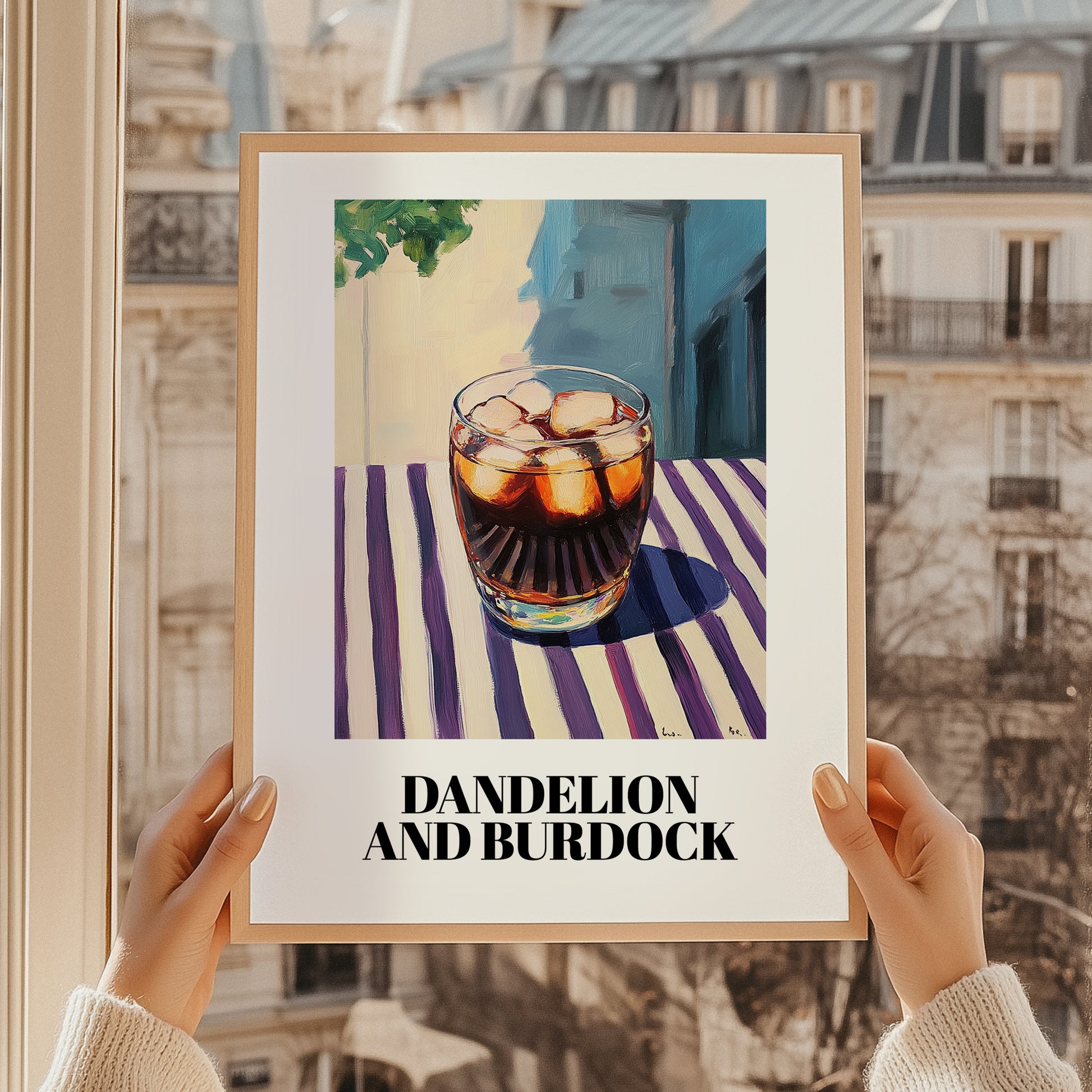 Dandelion And Burdock – English Outdoor Café Scene, English Beverage Illustration, styled in a charming Paris street view