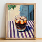 Dandelion And Burdock – English Outdoor Café Scene, English Beverage Illustration, no-text version framed in wood