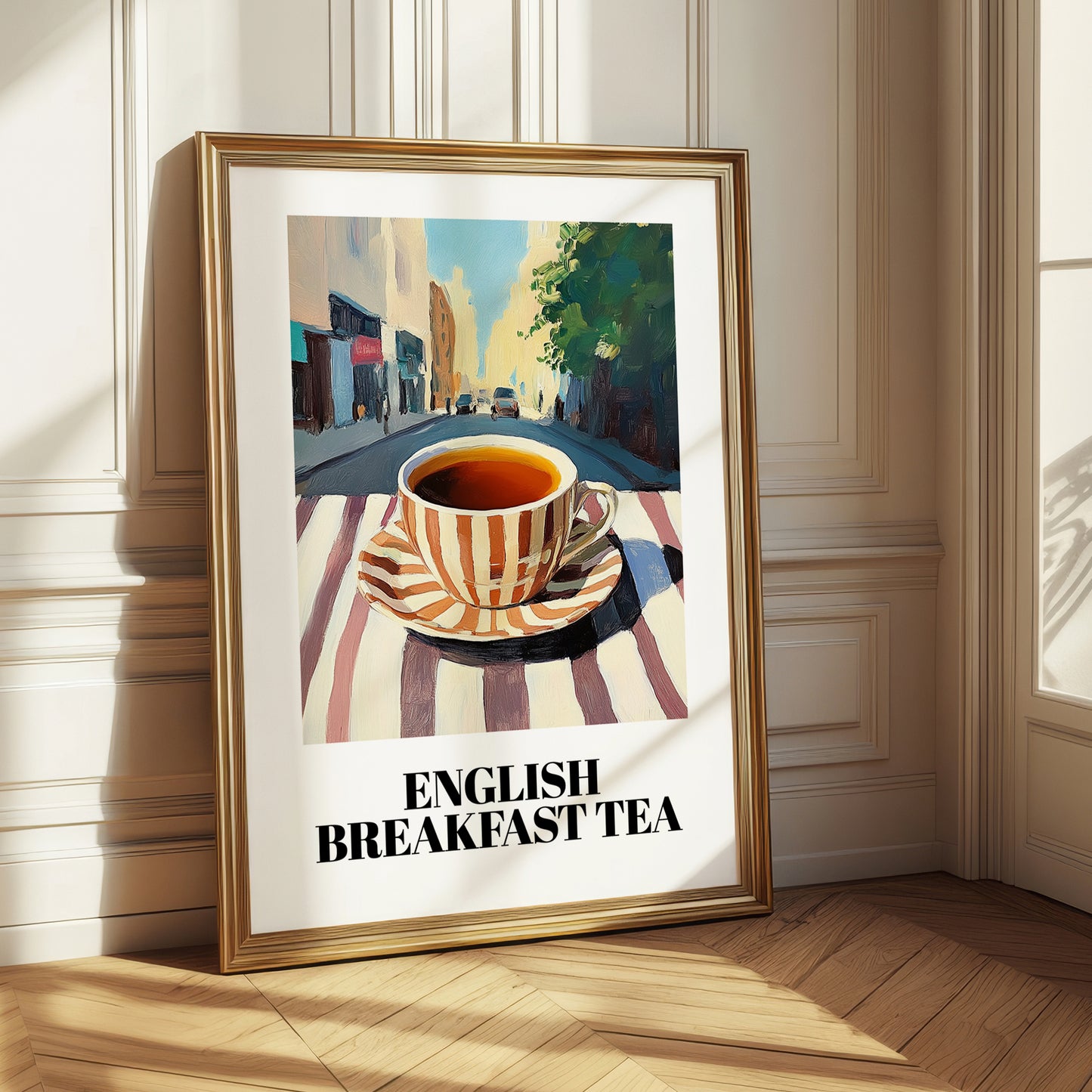 English Breakfast Tea – English Café on the Corner, English Tea Painting