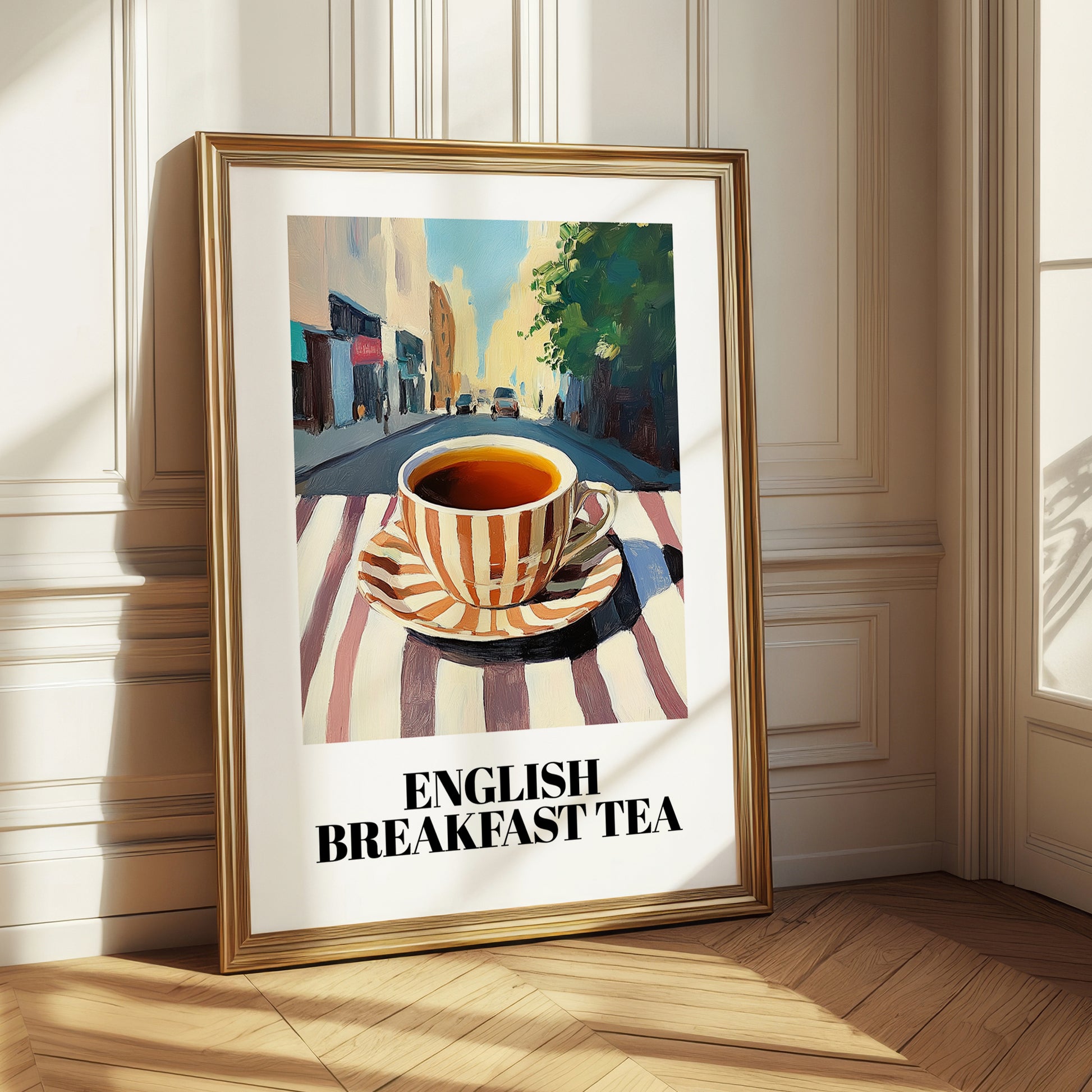 English Breakfast Tea – English Café on the Corner, English Tea Painting