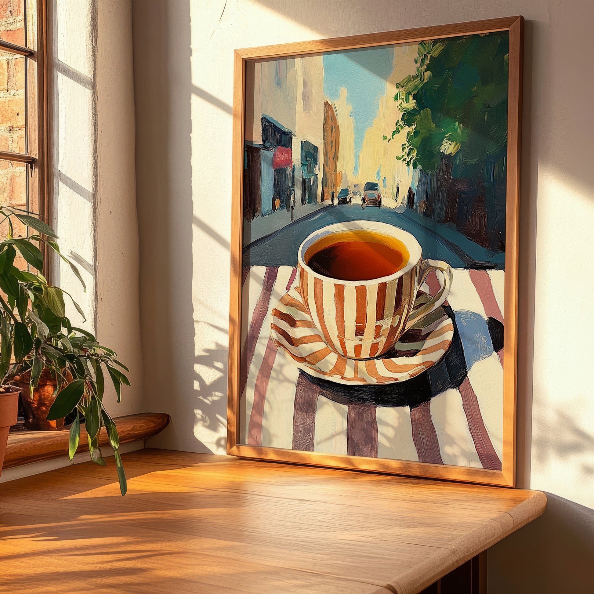 English Breakfast Tea – English Café on the Corner, English Tea Painting, clean layout with no caption