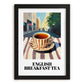 English Breakfast Tea – English Café on the Corner, English Tea Painting, in sleek black frame