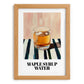 Maple Syrup Water – on Striped Tablecloth, Canadian Beverage Print, set in oak frame