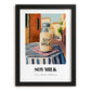 Soy Milk – Chinese Outdoor Café Scene, Chinese Spirit Wall Art, in sleek black frame