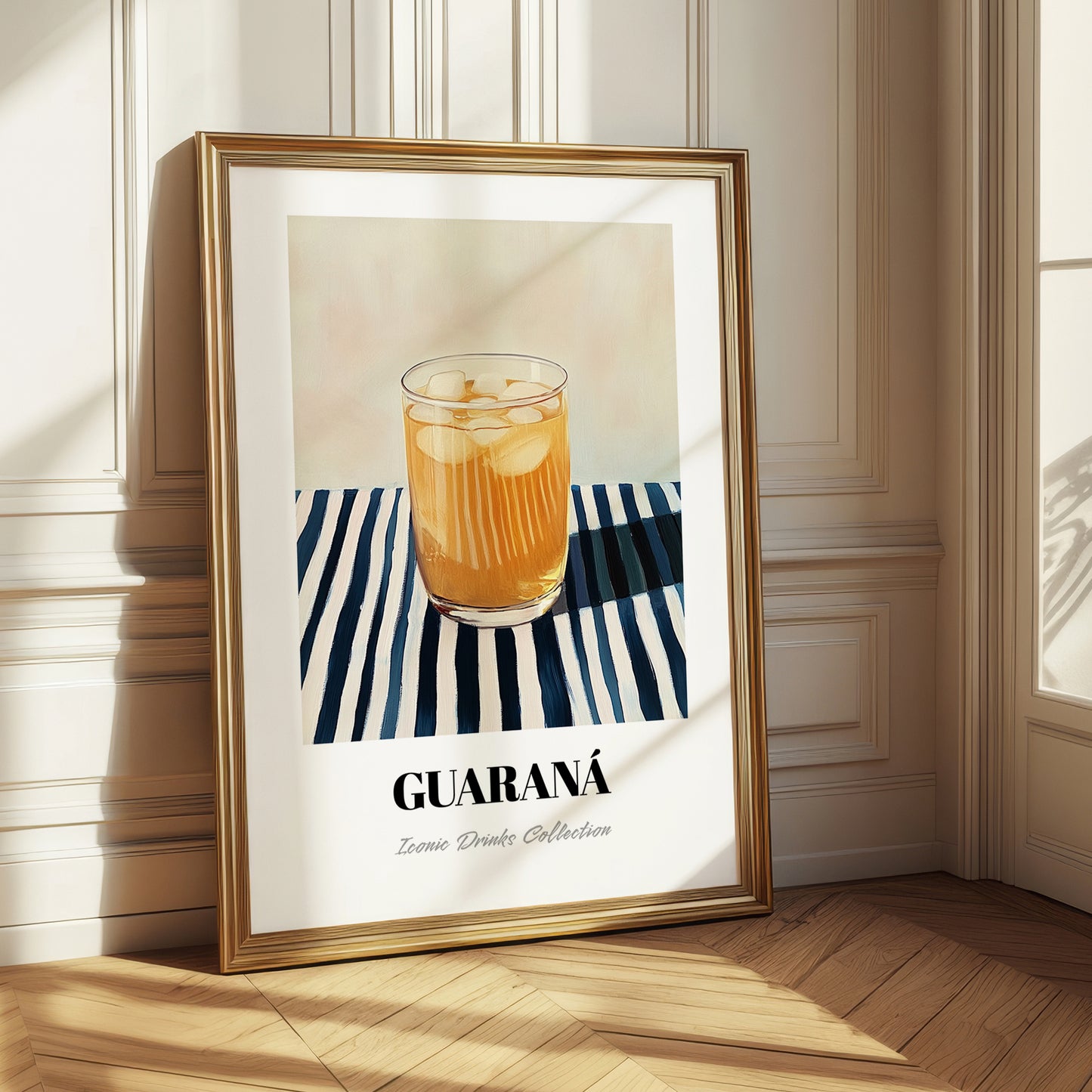 Guaraná – on Striped Tablecloth, Brazilian Cocktail Illustration