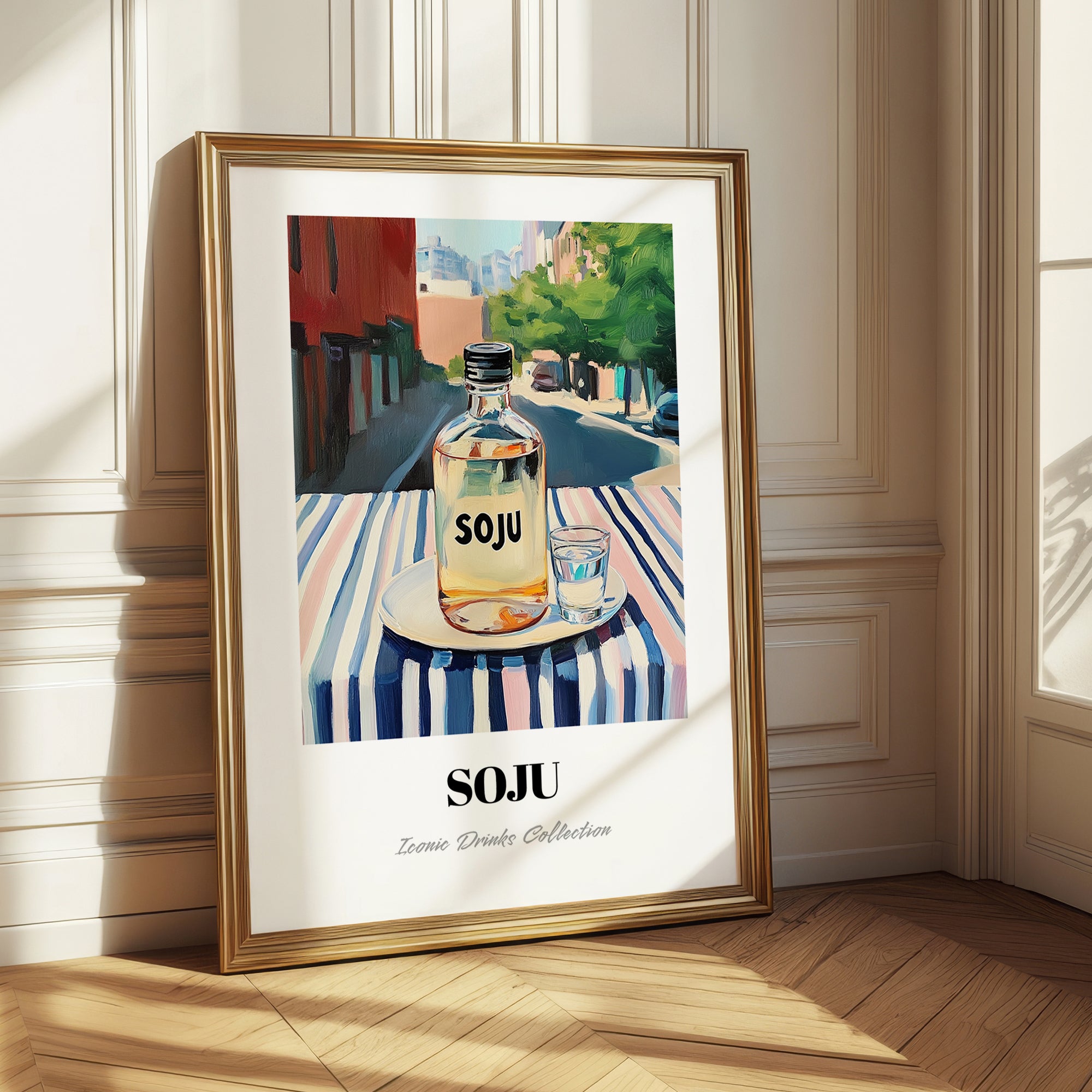 Soju – Korean Urban Café Scene, Korean Beverage Illustration