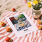 Soju – Korean Urban Café Scene, Korean Beverage Illustration, unframed on coastal sand