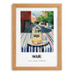 Soju – Korean Urban Café Scene, Korean Beverage Illustration, set in oak frame
